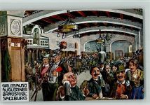 5020 Salzburg Künstlerkarte Augustiner Braustübl Innenaufnahme