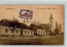 Lajoskomarom 1923 - Ev. iskola, posta, ref. templom AK Eckknick