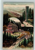 69115 W6900 Königstuhl 1907 Lithographie Aussicht vom Turm Wirtschaft Bergbahn--Station 3-Bildaufnahme