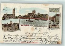 39104 O3000 Magdeburg 1898 Lithographie Dom Alter Markt Panorama Dampfer Hasselbach-Brunnen 4-Bildaufnahme