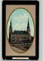 W5100 Aachen Rathaus Prägedruck Holzrahmen 1914 Gebrauchsspuren