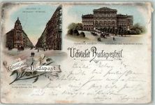 Budapest 1895 Gebrauchsspuren Andrassy-Straße Akademie der Wissenschaften Lithographie