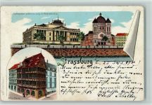 67000 Strasbourg Straßburg (Elsass) 1900 Lithographie Gruss aus - Justizpalast, altes Haus
