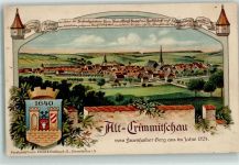 08451 O9630 Crimmitschau 1914 Lithographie Alt-Crimmitschau vom Lauenhainer Berg aus im Jahre 1724 Stadtrechtsfeier