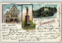 44135 W4600 Dortmund 1904 - Rathaus Kronenburg Schwanenteich Kriegerdenkmal Inflationsporto 30 Tausend Mark
