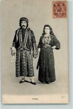 Mann und Frau in Tracht Arab. Volkstyp Gebrauchsspuren