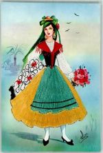 Tracht aus Spanien AK Seide (gestickt) AK mit Stickerei