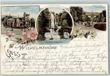 34117 W3500 Wilhelmshöhe 1898 Lithographie Löwenburg Aquadut Wasserfall Wilhelmshöhe von der Allee