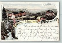 77830 W7582 Bühlertal 1897 Lithographie Kurhaus Hundseck Villa Waldheil Wasserfall Stempel Posthülfestelle Kurhaus Hundseck