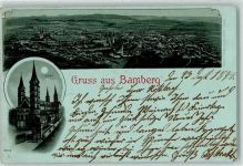 96047 W8600 Bamberg 1898 Lithographie / Mondschein Bamberger Dom