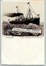 S.S. Fürst Bismarck Lithographie AK Dampfer 1900 Gebrauchsspuren