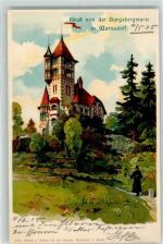 Varnsdorf Warnsdorf Lithographie / Künstlerkarte Burgbergwarte