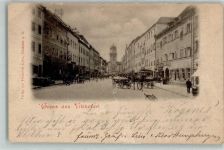 94474 W8358 Vilshofen an der Donau 1901 Gebrauchsspuren Turm Kutsche Pferdewagen Mann Hut