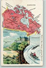 Quebec - Landkarte Kanada Wintersport Schlitten Bob