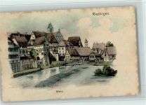 W7940 Riedlingen , Württ Partie am Wehr - Stockflecken Felle, Eugen