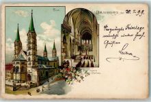 96047 W8600 Bamberg 1899 Gebrauchsspuren Dom Lithographie
