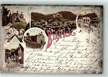 95460 W8582 Bad Berneck i. Fichtelgebirge 1898 Lithographie Gruss aus - Burgruine, Kurhaus, Gasthof AK