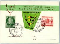 W4000 Düsseldorf Jagd und Sportfischerei Ausstellung AK Sonderstempel 1954