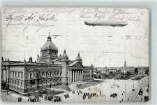 O7000 Leipzig Zeppelin über der Stadt AK Zeppelin Gebrauchsspuren