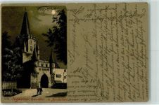85049 W8070 Ingolstadt , Donau 1898 Lithographie / Mondschein Kreuztor