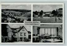 64756 W6121 Güttersbach 1960 - Pension Müller mit Innenansicht, Swimmingpool, VW Käfer
