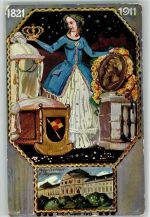 Geburtsschloss des Regenten Wiege Wappen Krone 90. Geburtstag Seiner Kgl. Hoheit des Prinzregenten Luitpold von Bayern am 12. März 1911 sign Privatganzsache Künstlerkarte