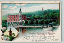 15569 O1255 Woltersdorf b Erkner 1901 Gebrauchsspuren Woltersdorfer Schleuse Cafe Ruhwald Inh. H. Palm Seerose Lithographie