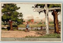 27283 W2810 Verden Aller Gebrauchsspuren Wegweiser sign Künstlersteindruck