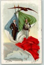 Frankreich und Italien Fahnen Adler AK Politik 1903 Lithographie