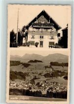 88239 W7988 Weiler im Allgäu Foto AK Panorama und Wohnhaus , gute Erhaltung