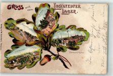 25551 W2214 Lockstedter Lager 1906 Lithographie Eichenblatt Eichel Wache Sörensen's Hotel Gravelotte Straße