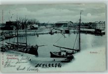 24768 W2370 Rendsburg 1898 Mondschein Schleuse Segelboote