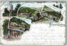 08340 O9430 Schwarzenberg /Erzgeb. 1894 - Aussichtsturm Hotel Fürstenbrunnen Bahnpost Aue-Annaberg Zug Nr. 547