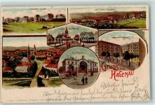 67500 Haguenau Hagenau (Elsass) 1905 Lithographie Infanterie-Kaserne Artillerie-Kaserne Eingang vom Bahnhof Hopfenhalle Dragoner-Kaserne