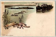 78462 W7750 Insel Mainau Lithographie Bodenseeschiffe Schloss