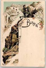 Bergsteiger Verlag H. Metz Nr. 5 AK Gruss aus den Bergen Lithographie