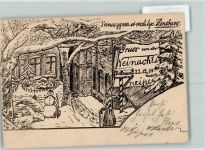 24937 W2390 Flensburg 1899 Künstlerkarte Primaegym. et real. lyc. Weihnachtskneipe Schneemann sign