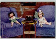 Kopfhörer Kinder Zigarette Ein gutes Schlafmittel Humor Radio 1929 Künstlerkarte