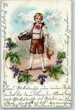 Weinlese Lithographie AK Wein 1901 AK mit Glitzer