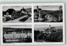 73207 W7310 Plochingen - Partie mit Bahnhof Neckarbrücke Johanniterkrankenhaus Vorderansicht Partie an der Fils mit Kirche