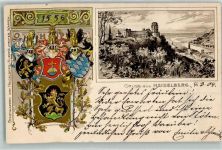 69115 W6900 Heidelberg , Neckar 1904 Prägedruck Heidelberger Schloß Wappen