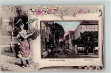 21756 W2176 Osten , Oste - Deichstraße Frau Blumenkorb Passepartout