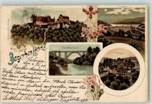 42651 W5650 Müngsten Schaberg 1900 Lithographie Schloss Burg Kaiser Wilhelm Brücke Talsperre Bergisches Land