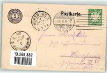 W8500 Nürnberg Bayer. Jubiläums-Landes-Ausstellung Forst-Verwaltungsgebäude Off. Postkarte Nr 5 Privatganzsache Gebrauchsspuren