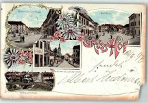 95028 W8670 Hof , Saale 1897 Gebrauchsspuren Marienstraße Maxplatz Lorenzkirche Untere Ludwigstraße Lithographie