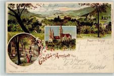99310 O5210 Arnstadt 1905 Lithographie Plau'scher Grung Liebfrauenkirche Eremitage