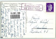 76596 W7564 Langenbrand , Murgtal - Gasthaus u. Metzgerei zum Ochsen Landpost Langenbrand über Forbach