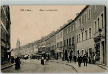 95028 W8670 Hof , Saale - Obere Ludwigstraße Kirchturm Frau Kinderwagen Mann Hut W.Kühlz