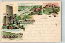 56329 W5401 St. Goar 1897 Lithographie Ruine Katz Ruine Festung Rheinfels