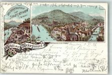 69151 W6903 Neckargemünd 1896 Lithographie Weingasthaus Stadt Athen